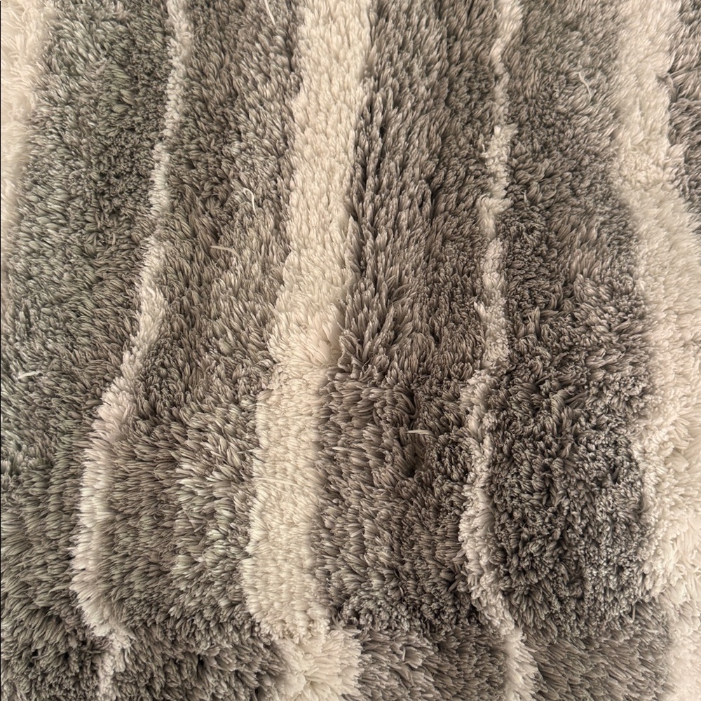 Eversoft Collection Bath Rug by Riviera Home - Silver Striped Bath Rug - Picture 2 of 5